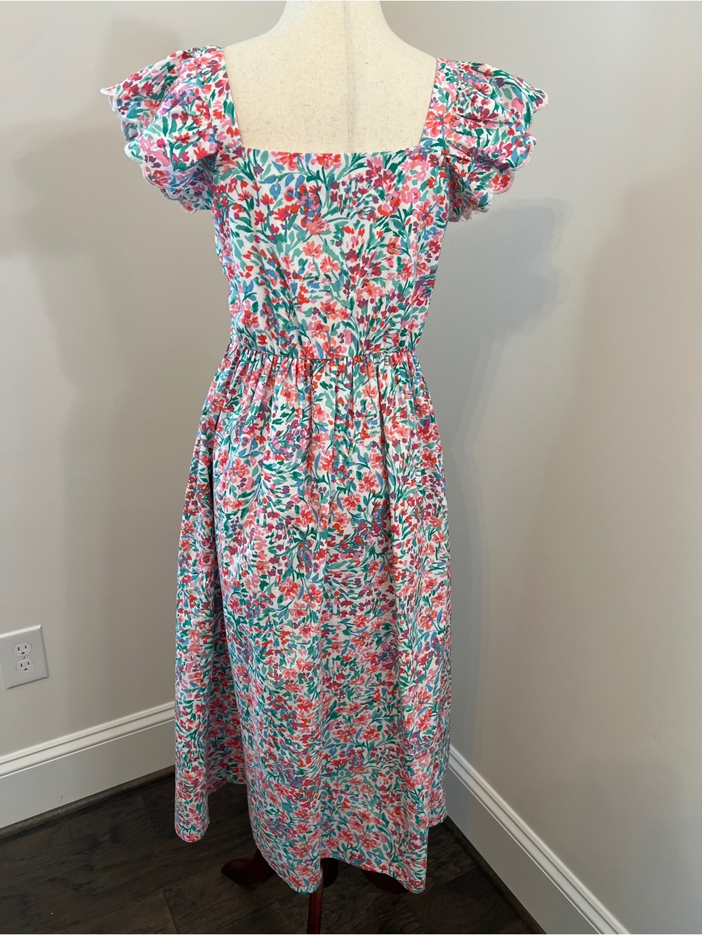 J. Crew Factory Floral Square Neck Midi Dress - Size Small - Picture 2 of 5
